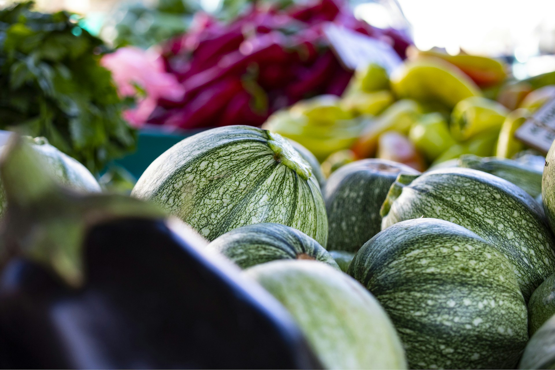 bunch of vegetables on display